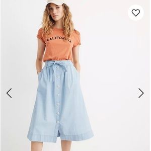 Madewell Tie Palisade Midi Skirt in Chambray